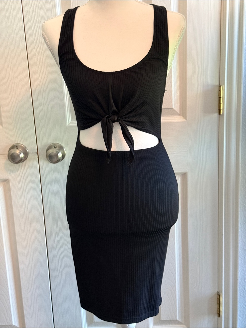 Victoria's Secret Sport Black Ribbed Knot Cutout Bodycon Dress Small